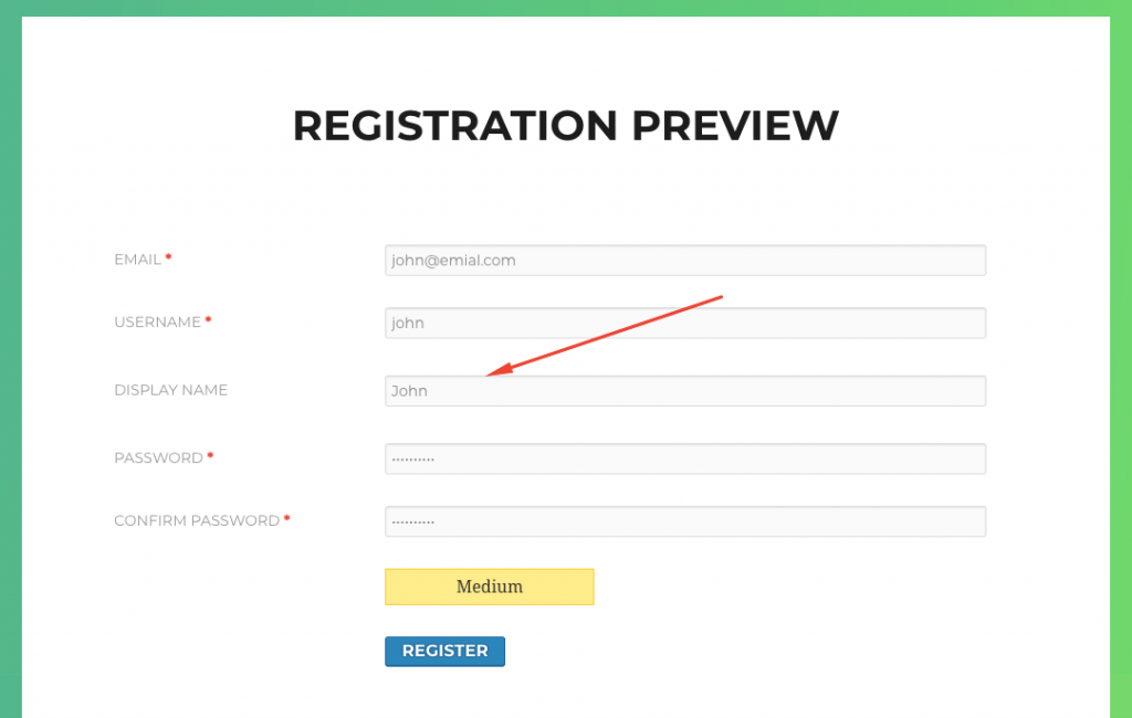 How to validate display name in WordPress registration